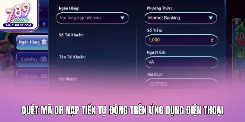 Hội viên thực hiện thao tác quét mã QR nạp tiền tự động trên ứng dụng điện thoại